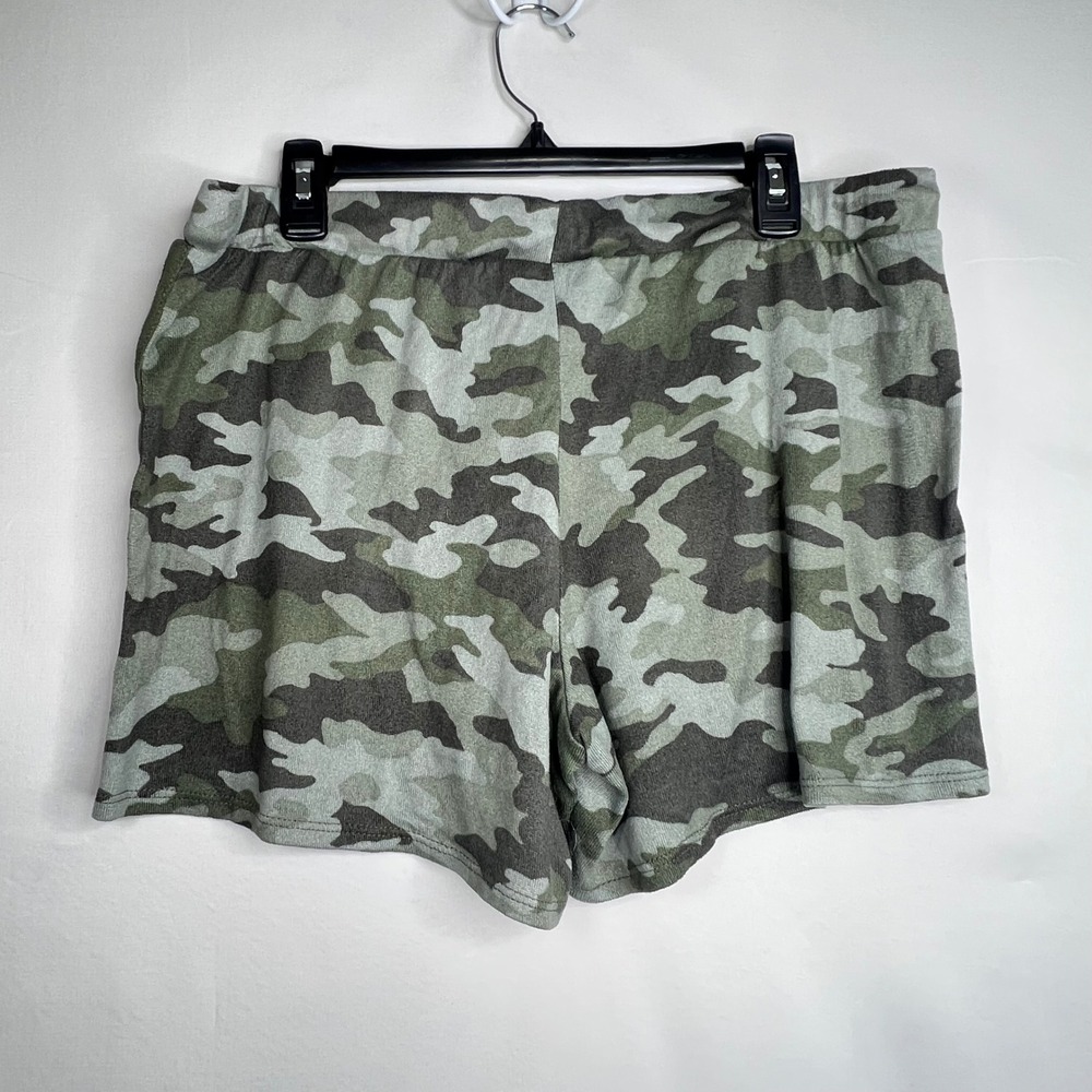 Lucky Brand Green Camo Pajama Set Women XL Lounge Pants Shorts Sleepwear Soft - Picture 9 of 15